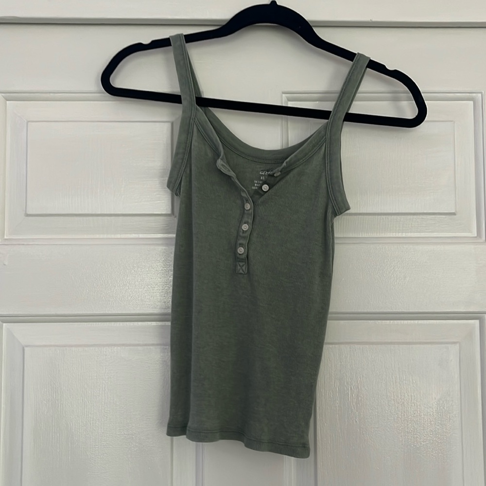 Aerie Green Button Tank Top Size Extra Small